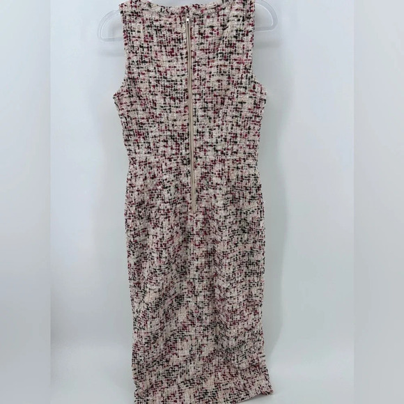 NWT En Saison Everleigh Midi Tweed Dress Beige Burgundy Size S - Picture 7 of 13